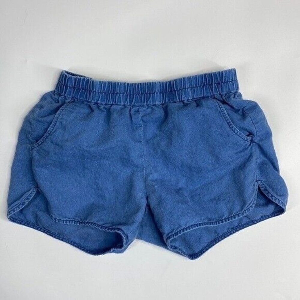 Madewell Blue Linen Cotton Blend Stretch Pull On Shorts XS